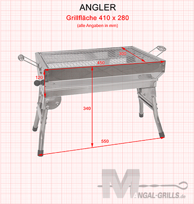 Masse des Mangal Grills Angler - Klappbar kompakt und flach