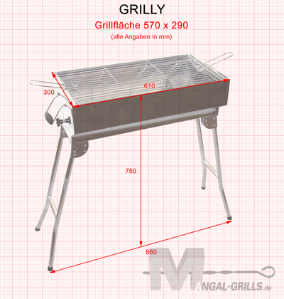 Masse des Mangal Grills Grilly - Klappbar