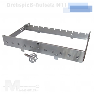 Drehspieß-Aufsatz aus Edelstahl M11 für 11 Spieße - manueller Antrieb Drehspieß-Aufsatz aus Edelstahl M11 für 11 Spieße - manueller Antrieb