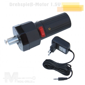 Drehspieß-Motor - Grillmotor 1,5 V mit Netzadapter (auch mit Batteriebetrieb) Drehspieß-Motor - Grillmotor 1,5 V mit Netzadapter (auch mit Batteriebetrieb)