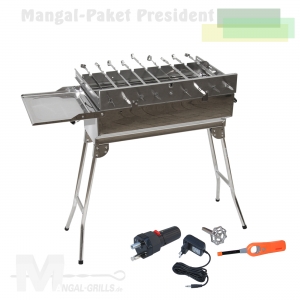 Mangal Grill-Paket - PRESIDENT mit elektrischen Drehspießaufsatz