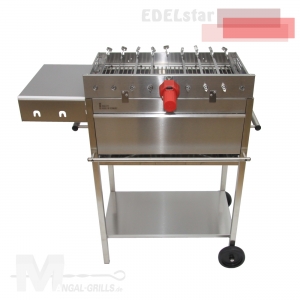 Mangal Grill EDELstar - Luxus-Holzkohlegrill aus Edelstahl mit Drehspieß-Aufsatz